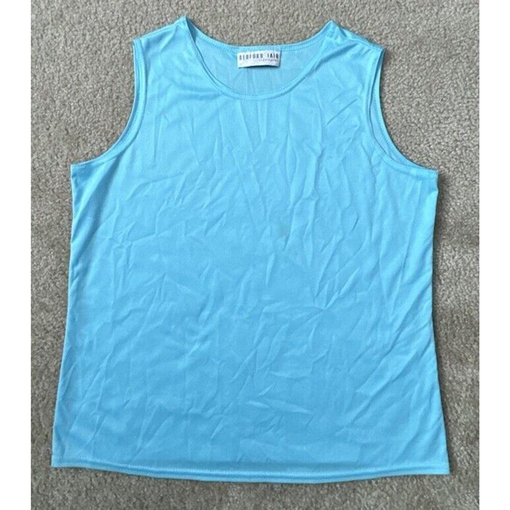 Bedford Fair Lifestyle Women Light Blue Tank Top Sleeveless Women’s Size Large
